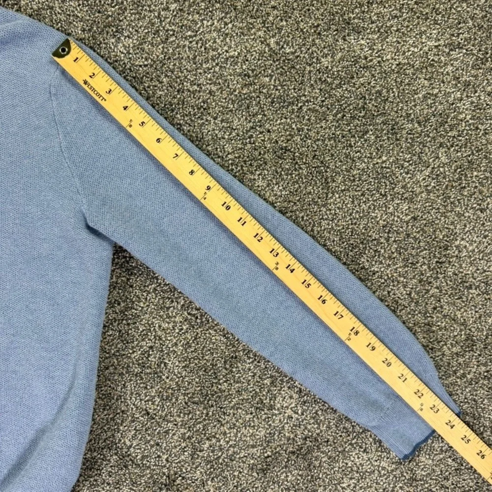 Polo Ralph Lauren Pima Cotton 1/4 Zip Sweater Light Blue Mock Neck Knit Men READ
